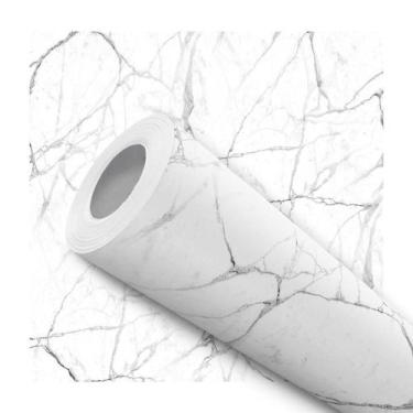 Imagem de Papel de Parede Vinílico Autoadesivo Lavável Mármore Marmorizado Branc