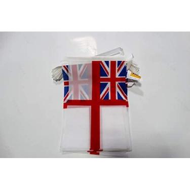 Imagem de AZ FLAG White Ensign 6 metros BUNTING Bandeira 20 bandeiras 9'' x 6'' - St George - Navios da Marinha Real Britânica STRING bandeiras 15 x 21 cm