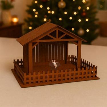 Imagem de Casinha De Natal Em Mdf Para Montar Presépio C/Manjedoura