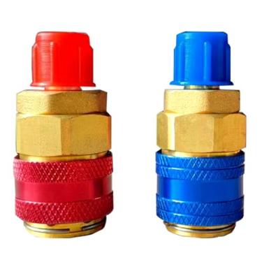 Imagem de 2 peças de conectores adaptadores de acoplador rápido R134a, conector R134a alto e baixo para ar-condicionado automotivo HVAC com medidor de mangueira coletor, ferramentas de reparo de linha de ar
