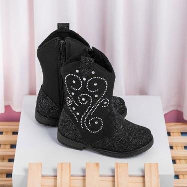 Imagem de Bota Texana Menina Ana Com Brilho e Aplique De Hotfix - PINOKIO CALÇAD