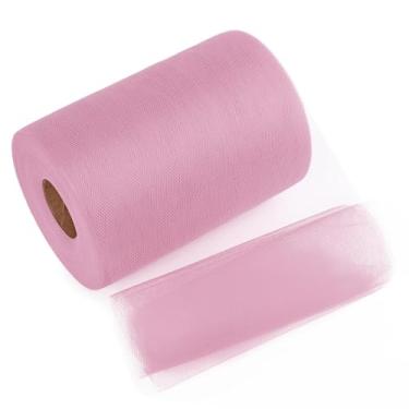 Imagem de LoomJoyz Fita de tule rosa empoeirada 15 cm x 100 metros (91,4 m) Fita de tecido carretel ideal para saia tutu arte embrulho de presente buquê de flores artesanato casamentos arranjos florais