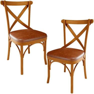 Imagem de Kit 02 Cadeiras Para Sala De Jantar E Estar Living Estofada ávila L02 Couríssimo Camel - Lyam