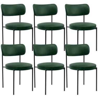 Imagem de Kit 06 Cadeiras Estofadas Para Sala De Jantar Louise L02 Couríssimo Verde - Lyam Decor