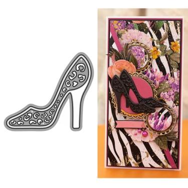 Imagem de DzIxY Matrizes de corte de metal vazadas de salto alto para kit de confecção de cartões, papel em relevo, recortes, scrapbook, máquina, estêncil, bolsos de armazenamento, suprimentos
