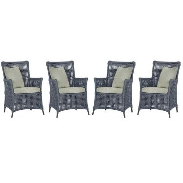 Imagem de 4 Poltronas Igapó Alumínio Pintura Preta Corda Náutica E3 Prata