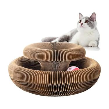 Imagem de Kitty Kurlz Magic Organ Cat Scratcher Brinquedos para uso interno, 1 pacote com 1 brinquedo Twisty Paws Kitten, almofadas de papelão para arranhar garras, exercícios físicos mentais interativos