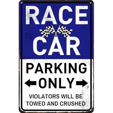 Imagem de Decoração de carro carros de corrida decoração de quarto para meninos placa de estacionamento de carro de corrida com tema Hot Wheels decoração de quarto para meninos pôster vintage placa de garagem