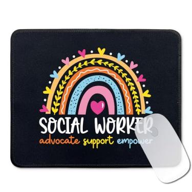 Imagem de ZEIKAEYR Presentes de mouse para assistentes sociais – Apoio ao advogado do assistente social – Mouse pad antiderrapante boho arco-íris com borda costurada – Tapete de mouse retangular para laptop
