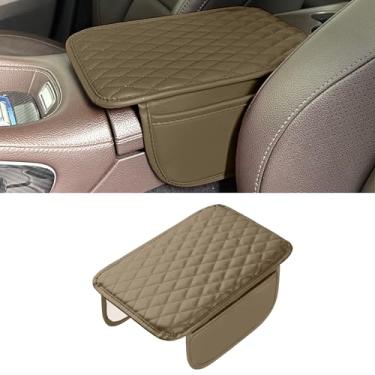 Imagem de Tioollev Capa de console central de carro atualizada, almofada de couro de microfibra para apoio de braço de carro com 2 sacos de armazenamento, caixa de armazenamento universal para carro acessórios