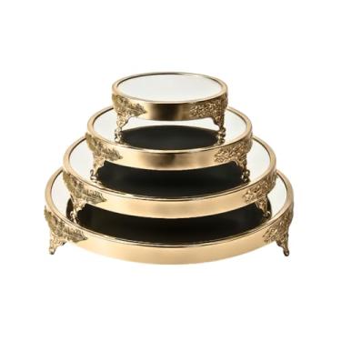 Imagem de Boleira Redonda 4 Tamanhos Dourada ou Prata, Ideal para Festas, Aniversários e Decorações Temáticas(Dourada,P)