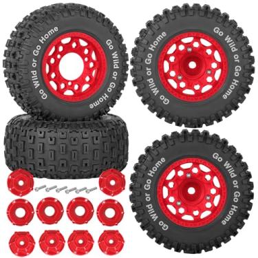 Imagem de RCYouHott RC Truck Wheels Tires 12mm/14mm/17mm Hex for 1/10 Arrm a Senton/Slash 2WD 4WD 4×4/Axia1/Redca t/Rc4w d,w/Detachable Replace Running on Off-Road Tire RC Wheel Hex,Wheels and Tires,Red