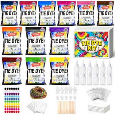 Imagem de DOTUHAO Kit de pó tie dye de 12 cores, conjunto de tie dye para crianças e adultos, corantes criativos para roupas, arte de tecido DIY fácil, basta adicionar água (12 cores)