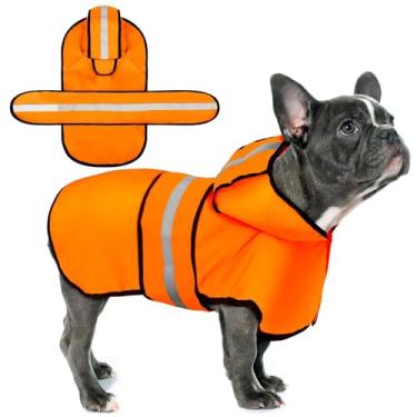 Imagem de Paiaite Capa de chuva para cães: Poncho com capuz, jaqueta impermeável durável com listras refletivas para segurança, ajuste ajustável com orifício de coleira conveniente, perfeito para cães pequenos
