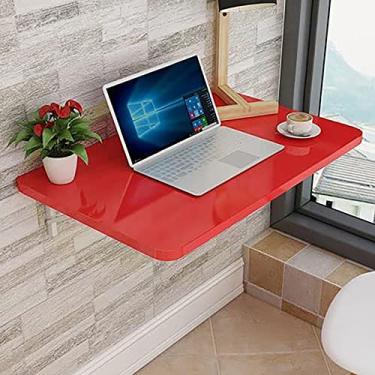 Imagem de Mesa dobrável montada na parede, mesa de jantar dobrável de madeira, mesa dobrável para lavanderia, mesa flutuante para pequenos espaços, mesa de cozinha suspensa na parede para bar de escritório em