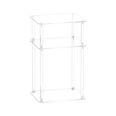 Imagem de Mesa de cabeceira pequena de acrílico transparente para quarto, prateleiras de armazenamento que economizam espaço para empresas, quartos, apartamentos, dormitórios, salas de estar