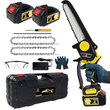 Imagem de ZYAOSTON Mini motosserra, 20 cm alimentado por bateria elétrica portátil sem fio com sistema de auto-lubrificação - Enfrente sem esforço qualquer trabalho de jardinagem