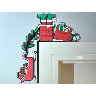 Imagem de Decoração Natalina para Canto de Porta – Chaminé do Papai Noel, Aconchegante e Festiva(Lado esquerdo)