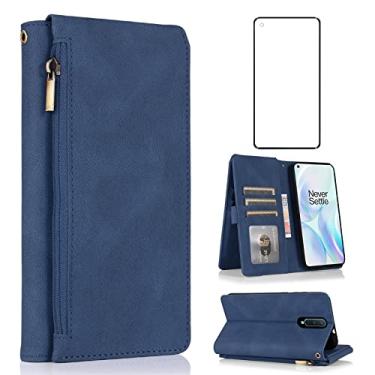 Imagem de Compatível com OnePlus 8 OnePlus8 5G UW Tmobile Capa carteira protetora de tela de vidro temperado com zíper capa flip de couro suporte para cartão para One Plus8 1 Plus 1plus One+ 1+ 1+8 Verizon