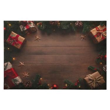 Imagem de Blueangle Tapete de Natal 5 x 7 – Capacho lavável antiderrapante para entrada, cozinha, banheiro, varanda com estampa de galhos de árvore de Natal (334)