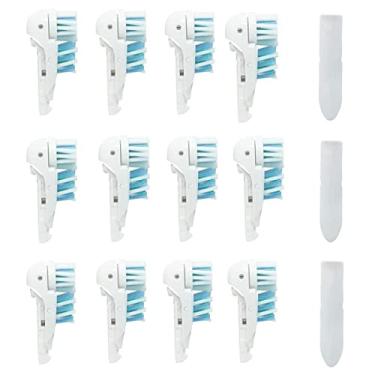Imagem de Pacote com 12 refil de cabeças de escova de dentes sensíveis compatíveis com Oral-B Cross Action Power 3733 4732, cabeça elétrica rotativa limpa e cerdas cruzadas