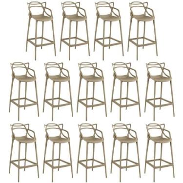 Imagem de Kit 14 Banquetas Allegra com Encosto Design Cozinha/Bancada - Nude - M