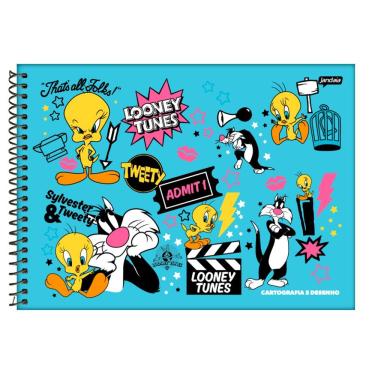 Imagem de Caderno Espiral Cartografia E Desenho 80 Folhas Looney Tunes Jandaia Estampa 1