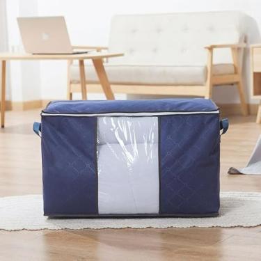 Imagem de Caixa Organizadora de TNT Respirável - 3 em 1 Antipoeira, Antiumidade e Antiinsetos, Perfeita para Closet, Guarda-Roupas, Brinquedos e Organização Doméstica (Azul 2 Unis)