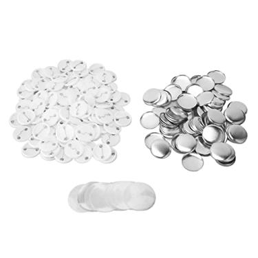 Imagem de Alomejor Botões, 100 Conjuntos de Kit de Suprimentos para Fabricação de Botões, Conjunto Completo de Peças de crachá Com Capas Traseiras de Alfinetes, Conchas, Papel Em Branco e Filme (32MM)