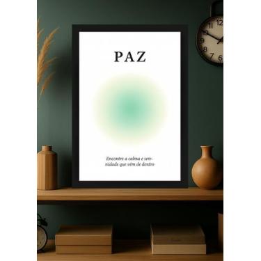 Imagem de Quadro Paz Interior Serenidade com Vidro e Moldura Preta Tamanho:21cm 