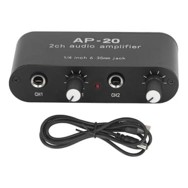 Imagem de Dual Channel Sound Preamplifier Professional Grade 1/4 Polega 6.35mm 0 a 20db Ganho Amplificador Ajustável Amplificador para Microfones Instrumentos Música Sinais Liga de Alumínio