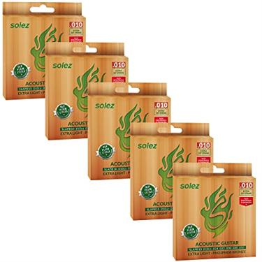Imagem de 5 Encordoamentos Cordas Violão Aço 010 Solez Fósforo Bronze