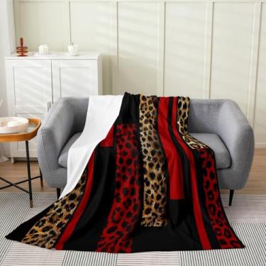 Imagem de Cobertor Queen de guepardo africano, 90 x 90, todas as estações, estampa de leopardo selvagem, cobertor de lã, geométrico, vermelho, retangular, todas as estações, moderno, minimalista, luxuoso