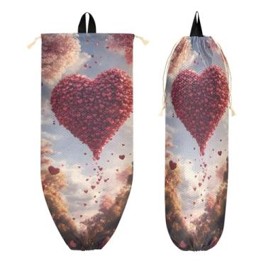 Imagem de xigua Suporte de saco plástico de balão de coração com cordão 1 pacote, organizador de sacolas de supermercado reutilizável para bolsas, meias, roupas íntimas e gravatas