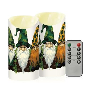 Imagem de Wassud Pacote com 2 gnomos de jardim velas sem chama com controle remoto, velas realistas cintilantes com temporizador, velas decorativas para Natal, casamento, festa, decoração de casa média