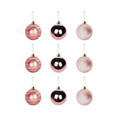 Imagem de Kit 9 Bolas de Natalinas 5cm Enfeite Rose Para Árvore de Natal