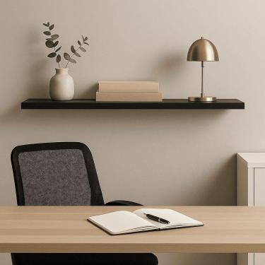 Imagem de Prateleira Madeira Flutuante Multiuso 91x20 Luara L06 - D`rossi Preto