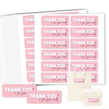 Imagem de GOMAKERER 180 adesivos de agradecimento, rosa "Thank You for Your Order", adesivos de apreciação, adesivos autoadesivos à prova d'água para envelopes, embalagens de presentes, empresas, presentes