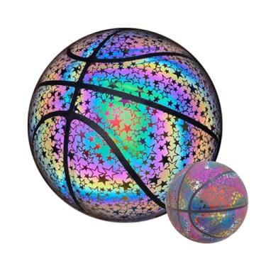 Imagem de Bola de basquete holográfica reflexiva brilhante luminosa couro para interior Presentes meninos meninas homens mulheres com flash câmera brilho compartilhamento em mídia social legal distinto showtime