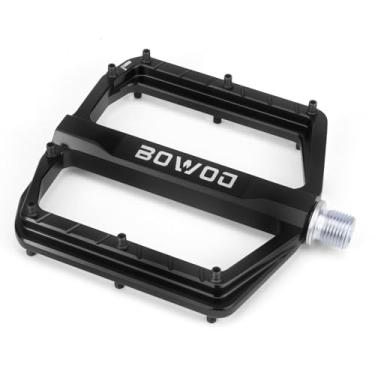 Imagem de Pedais de Mountain Bike Pedais MTB Pedais planos de bicicleta de alumínio 9/40.6 cm rolamento selado plataforma leve para estrada montanha BMX MTB bicicleta preta