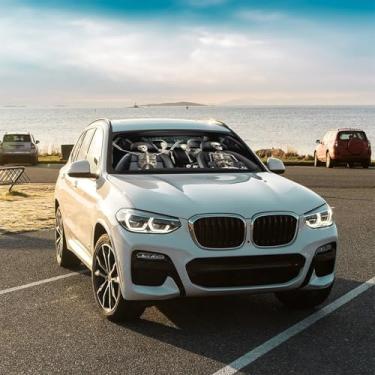 Imagem de Guarda-chuva dobrável para para-brisas dianteiros para dirigir caveira para carro mantém o veículo fresco para a maioria dos veículos, guarda-chuva de para-brisa 144,8 x 76,2 cm