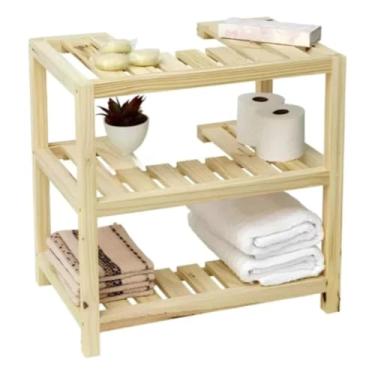 Imagem de Gabinete com 3 Prateleiras Para Banheiro Organizador Rústico(Sem Rodas)