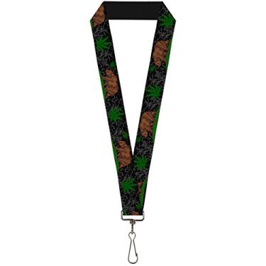 Imagem de Cordão - 2,54 cm - Folha de maconha de urso Cali preto cinza e verde