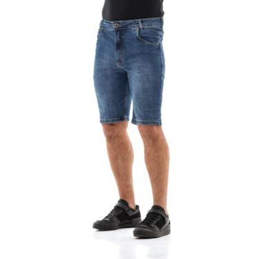 Imagem de Bermuda Jeans Masculina Arauto Slim Dominic, Azul médio, 42
