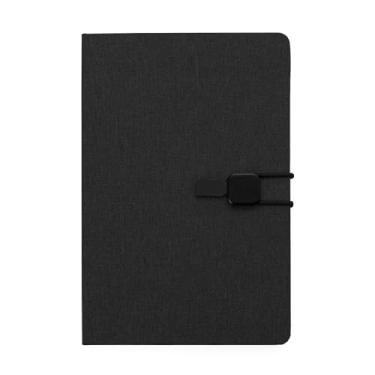 Imagem de Caderno com Capa Sintética, All Grey, 80 Folhas Pautadas Bege, Capa Dura em Tecido Poliéster, com Fechamento Elástico, 21,4 x 14,5 x 1,5 cm