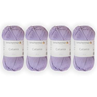 Imagem de 4 novelos/pacote Schachenmayr (SMC) Catania Originals Yarn, cada bola 50 g (125 m), 100% algodão mercerizado para fio de tricô e crochê, peso esportivo, 422 - lavanda