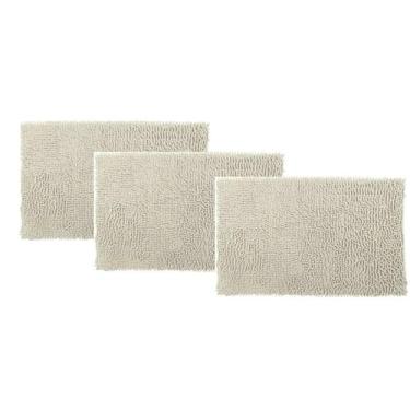 Imagem de Kit 3 Tapetes de Bolinha Microfibra Antiderrapante 38x58 Rozac, Creme