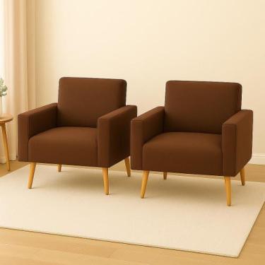 Imagem de Kit 2 capas poltrona tradicional sala- ajustavel premium Cor:Marrom - 