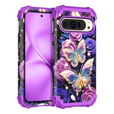 Imagem de LONTECT Capa para Google Pixel 10 Pro XL, floral, à prova de choque, resistente, resistente, 3 em 1, híbrida, resistente, de alto impacto, capa protetora para Google Pixel 10 Pro XL, lavanda que