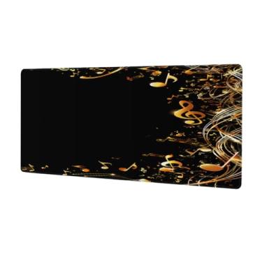 Imagem de Tapete de rato com notas grandes, música fixe, impermeável, para computador, estendido, tapete protetor de mesa, base de borracha antiderrapante, tapete de rato para escritório, computador, teclado